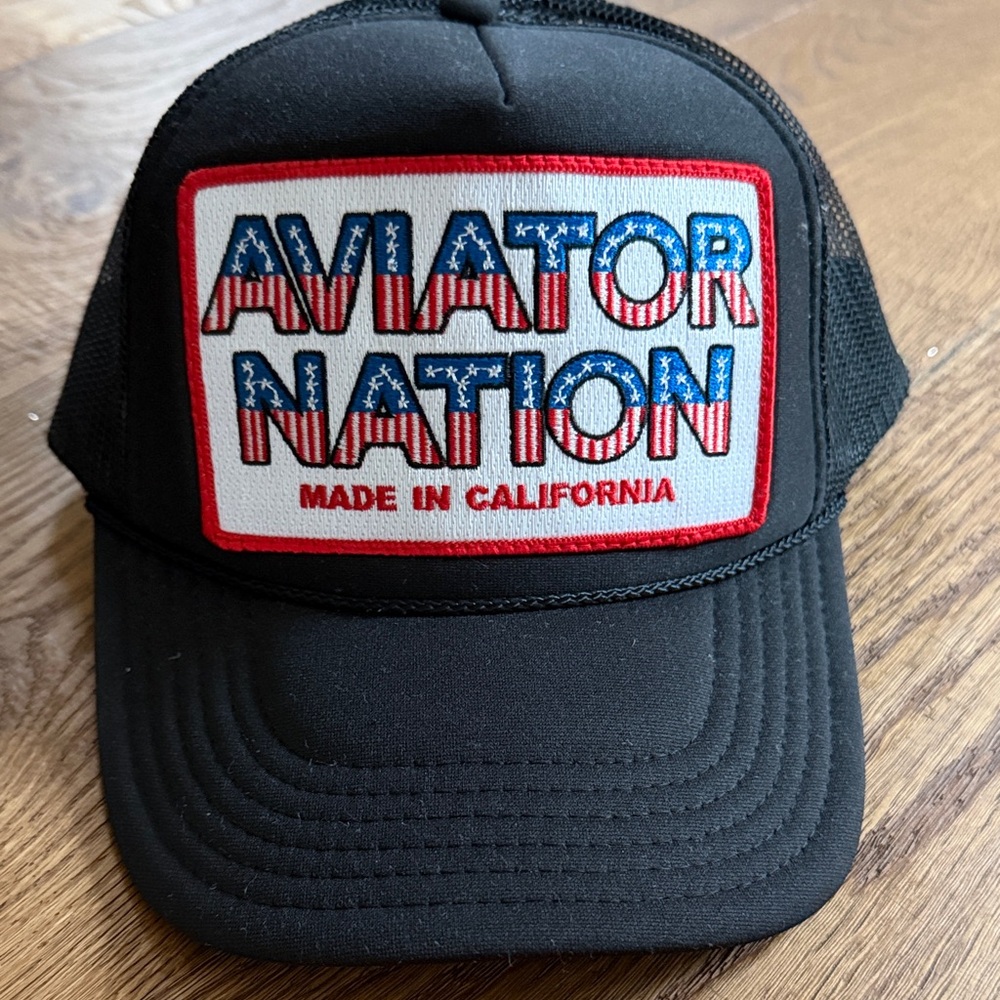 Aviator Nation Black Hat with Patriotic Patch